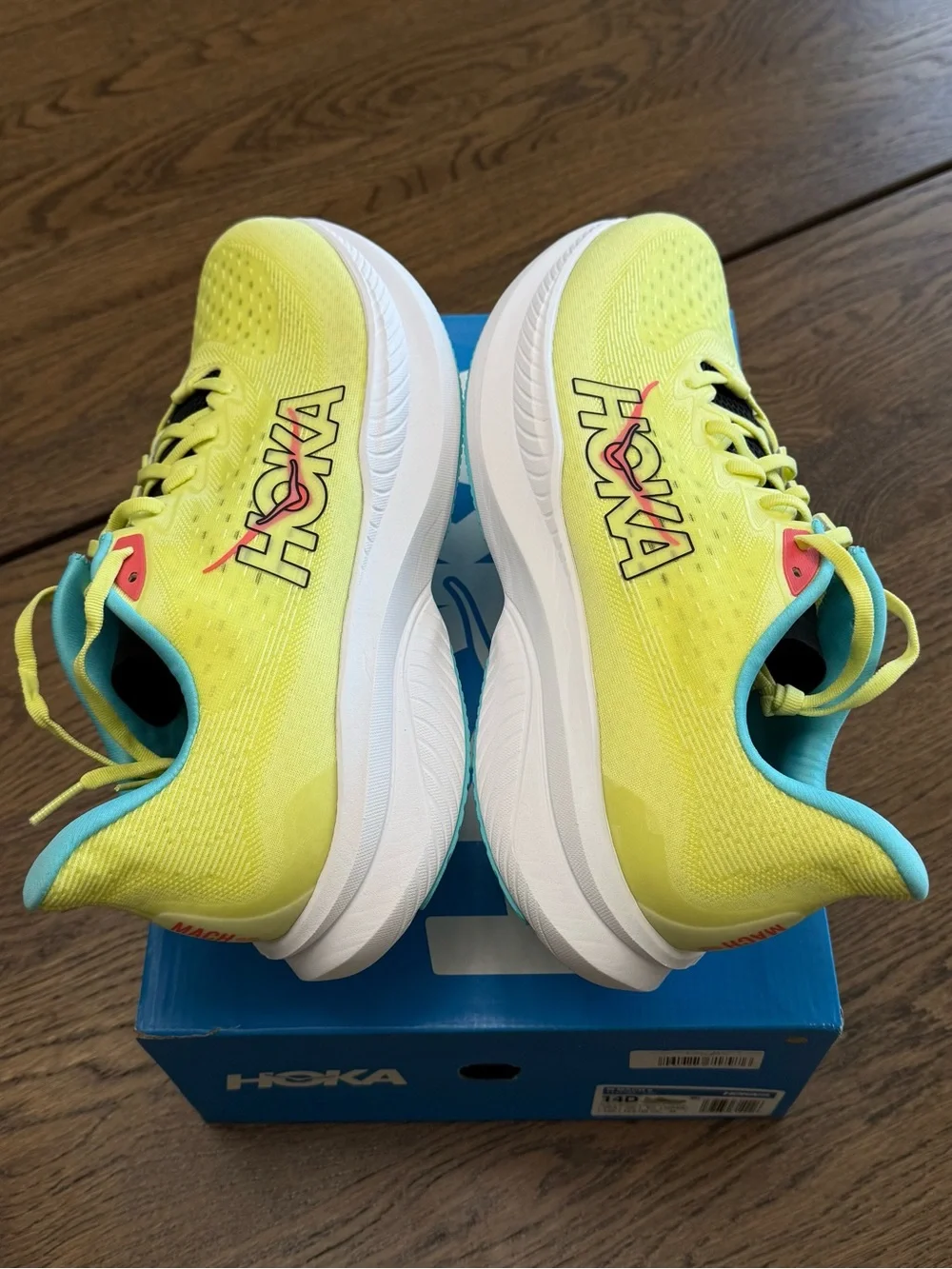 HOKA Mach 6 Yuzu/Cielo Blue Running Shoes Men's Size 14D NIB New in Box